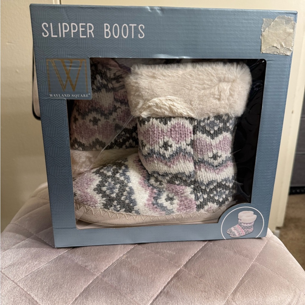 Wayland Square Women's Pink and Gray Slipper Boots